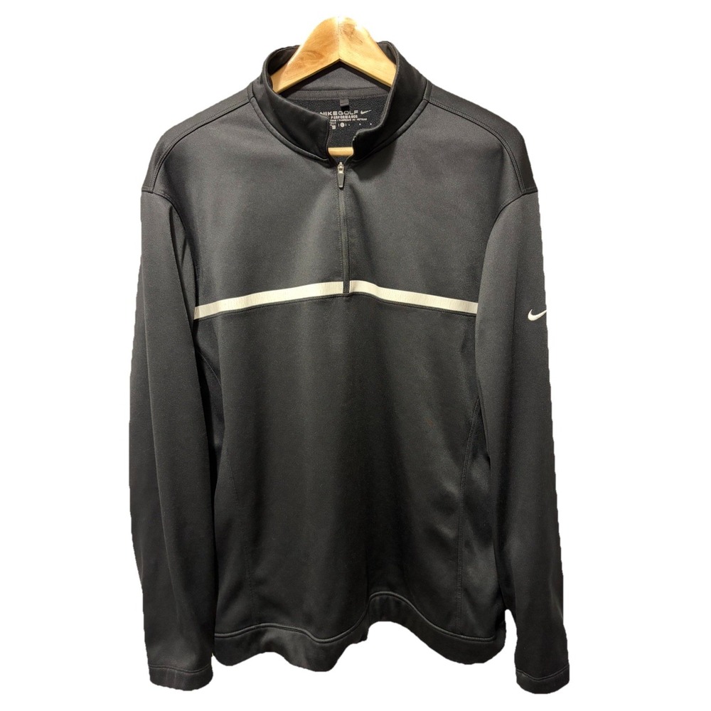 Nike Golf Therma Fit 1/4 Zip Pullover Black White Mens Large